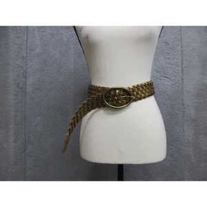 Michael Michael Kors Belt Womens Small Gold Braided Leather Fashion Buckle